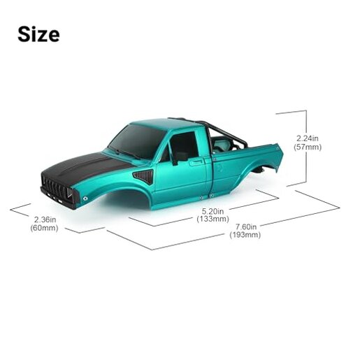 INJORA IR60-24 Pickup Hard Body Shell with Bed Rack for 1/24 RC Crawler Axial SCX24 C10 Bronco Wrangler Base Camp 4Runner(Green)