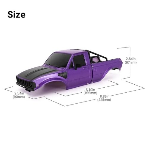 INJORA IR60 Pickup Hard Body Shell with Bed Rack for 1/18 RC Crawler TRX4M Defender Bronco(Purple)