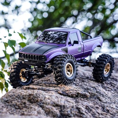 INJORA IR60 Pickup Hard Body Shell with Bed Rack for 1/18 RC Crawler TRX4M Defender Bronco(Purple)
