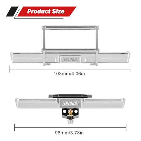 INJORA 23g Front and 21g Rear Bumper - CNC Aluminum Bumper for 1/18 RC Crawler TRX4M High Trail K10 Upgrade