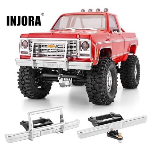 INJORA 23g Front and 21g Rear Bumper - CNC Aluminum Bumper for 1/18 RC Crawler TRX4M High Trail K10 Upgrade