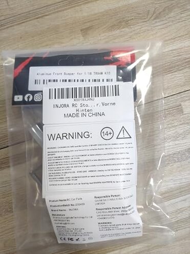 INJORA 23g Front and 21g Rear Bumper - CNC Aluminum Bumper for 1/18 RC Crawler TRX4M High Trail K10 Upgrade