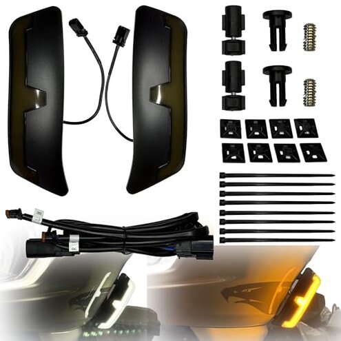 Trybee Adjustable Spoiler Windshield Deflectors with LED Lights for Harley 2023-2025 CVO Road Glide 2024-up Road Glide and CVO Road Glide ST CVO RR 131,Plug and Play,Smoked Lens