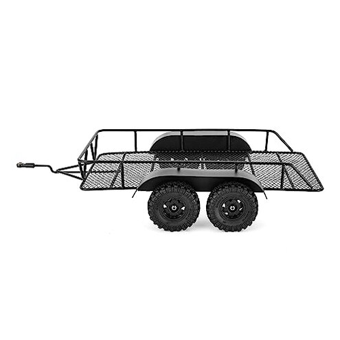 INJORA RC Trailer for Hauling Behind Car - Metal Hitch Mount Trailer for 1/18 RC Crawler TRX4M Defender Bronco K10 High Trail F150, 543g/each