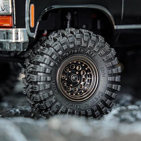 INJORA Black Coating Brass 1.0 Beadlock Wheel Tires Set for Axial SCX24 AX24 TRX4M FCX24 Upgrade 1/24 1/18 RC Crawler Car（Black）