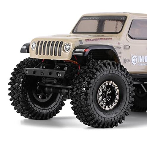 INJORA 1.0 Brass Beadlock Tires Set 4PCS Tires for 1/18 TRX4M 1/24 RC Crawler Car Axial SCX24 FMS FCX24 Gladiator Bronco C10 JLU Deadbolt B17 Upgrade (W1005-T1011)