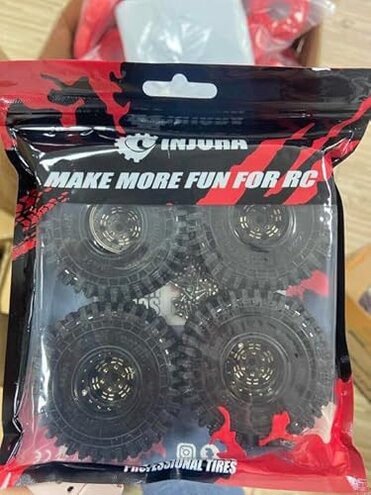 INJORA 1.0 Brass Beadlock Tires Set 4PCS Tires for 1/18 TRX4M 1/24 RC Crawler Car Axial SCX24 FMS FCX24 Gladiator Bronco C10 JLU Deadbolt B17 Upgrade (W1005-T1011)