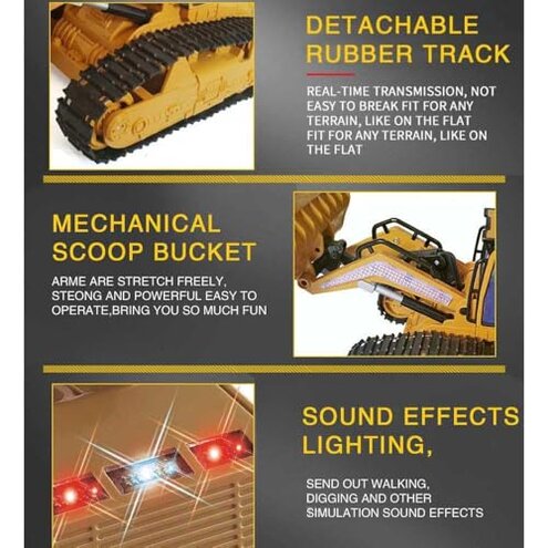 FANXMF RC Skid Steer Loader Construction Truck 1/14 Remote Control Bulldozer Crawler with Lights 9 Channel RC Front Loader 360&deg; Rotation 2.4G Full Function Engineering Vehicle Excavator Toys