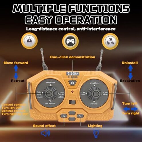 Joylike RC Excavator and Dump Truck Toy Set,2.4Ghz Metal Remote Control Construction Vehicle with Light&Sound, Best Christmas Toy for Boys 8+Year Old Kid