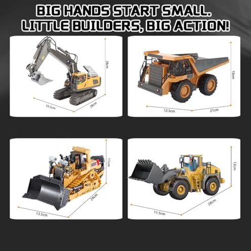 Joylike RC Excavator and Dump Truck Toy Set,2.4Ghz Metal Remote Control Construction Vehicle with Light&Sound, Best Christmas Toy for Boys 8+Year Old Kid