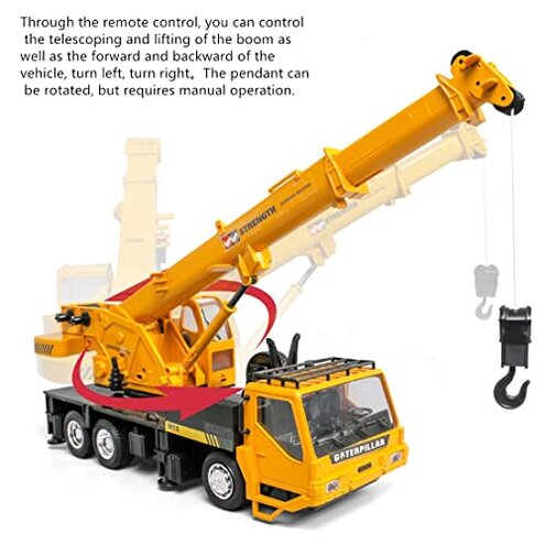 WEECOC RC Crane Construction Tractor Remote Control Large Crane Truck wiht Light and Sound Rechargeable Electronics Hobby Toys for Kids Boys Child (Yellow)