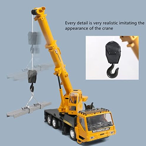 WEECOC RC Crane Construction Tractor Remote Control Large Crane Truck wiht Light and Sound Rechargeable Electronics Hobby Toys for Kids Boys Child (Yellow)