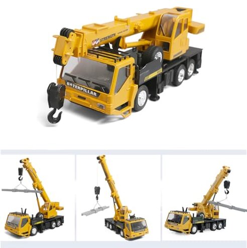WEECOC RC Crane Construction Tractor Remote Control Large Crane Truck wiht Light and Sound Rechargeable Electronics Hobby Toys for Kids Boys Child (Yellow)