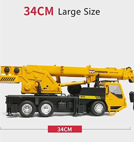WEECOC RC Crane Construction Tractor Remote Control Large Crane Truck wiht Light and Sound Rechargeable Electronics Hobby Toys for Kids Boys Child (Yellow)
