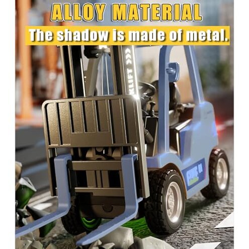 FANXMF RC Forklift with APP Control 1/64 Mini Metal Remote Control Forklifts Lift Fork & Hook 9 Channel 2 in 1 Construction Vehicle with Carrier Slab & Pull Back Car Engineering Truck (Yellow)