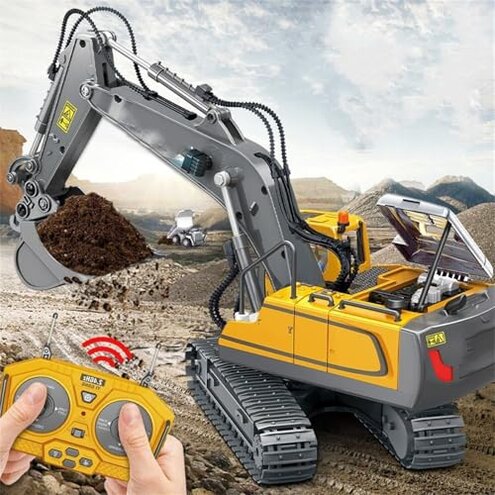 FALLCHILL Mudsterz Construction Rc Set of 4, RC Excavator for Adults, Command The Site Conquer The Dirt, Remote Control Excavators with 360 Rotation, RC Trucks and Dump Truck Set (4-Piece Set)