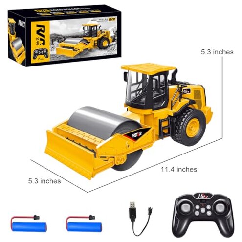 7-Channel Remote Control Road Roller Toy, [2025 Upgraded] 1:18 Scale Construction Vehicle, 100min Playtime, Realistic Sounds & Lights, Rechargeable, Indoor & Outdoor Play for Kids 6-16