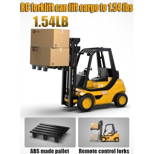 WANZRXX 1/8 RC Forklift 10-Channel Remote Control Forklift Truck Fully Functional 2.4G Construction Vehicle Heavy Equipment Automatic Presentation Engineering Truck Lift & Transport Action