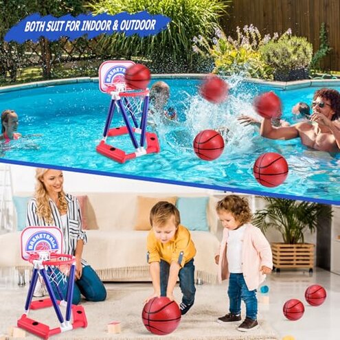CASRRA Pool Basketball Hoop Pool Toys for Kids Ages 4-8 Water Basketball Hoop for Pool Games