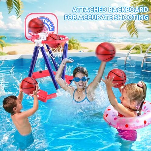 CASRRA Pool Basketball Hoop Pool Toys for Kids Ages 4-8 Water Basketball Hoop for Pool Games