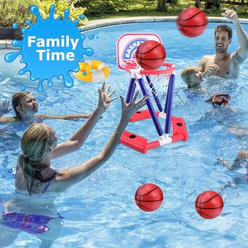 CASRRA Pool Basketball Hoop Pool Toys for Kids Ages 4-8 Water Basketball Hoop for Pool Games