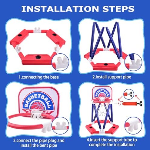 CASRRA Pool Basketball Hoop Pool Toys for Kids Ages 4-8 Water Basketball Hoop for Pool Games