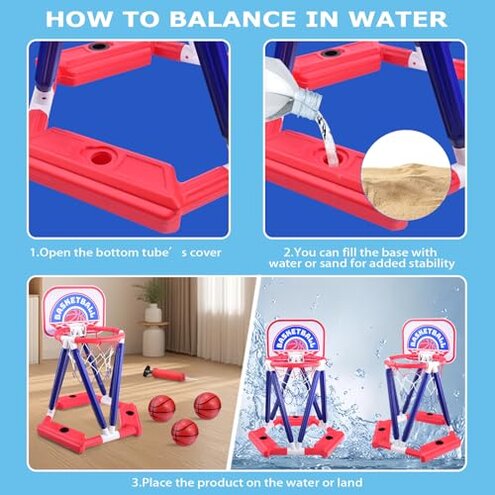 CASRRA Pool Basketball Hoop Pool Toys for Kids Ages 4-8 Water Basketball Hoop for Pool Games