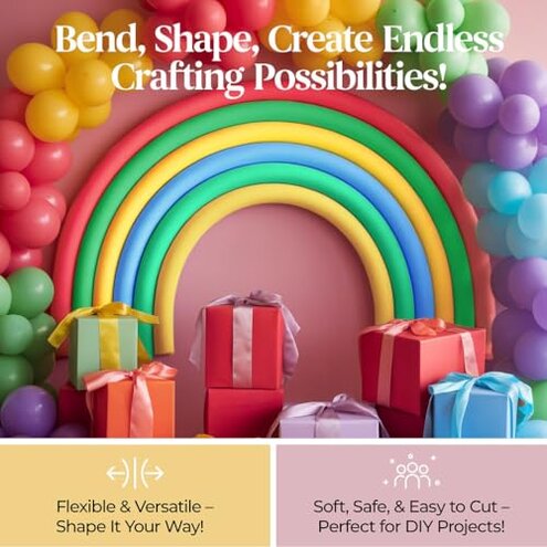 Play22 Pool Noodles Foam 6 Pack - Soft Large Rainbow Foam Noodle Tube, 6 Colors Bulk Swim Noodles, Multi-Purpose, Floating Training Device, Exercise Aid, Craft Projects