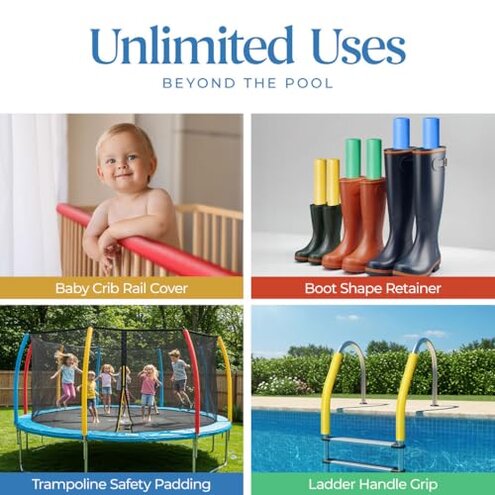 Play22 Pool Noodles Foam 6 Pack - Soft Large Rainbow Foam Noodle Tube, 6 Colors Bulk Swim Noodles, Multi-Purpose, Floating Training Device, Exercise Aid, Craft Projects