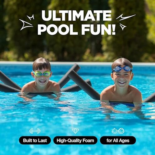 Play22 Pool Noodles Foam 6 Pack - Soft Large Black Foam Noodle Tube, Bulk Swim Noodles, Multi-Purpose, Floating Training Device, Exercise Aid, Craft Projects