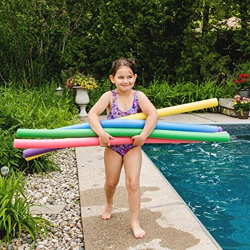 Big Joe Swim Noodle 40 Pack Pool Noodles, Assorted Coral, Purple, Yellow Foam, 4 feet, 50" L x 2" W x 2" H Each