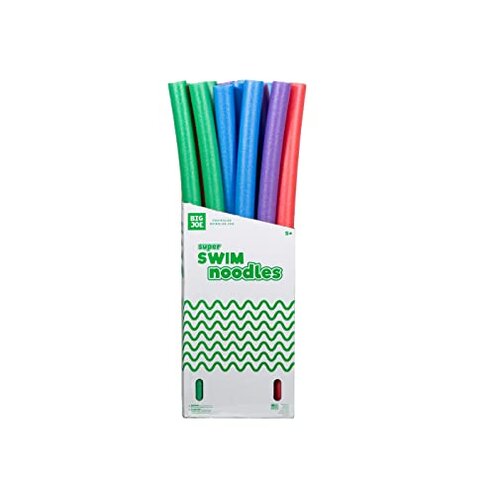 Big Joe Swim Noodle 18 Pack Pool Noodles, Red, Blue, Green, Purple, Yellow Foam, 4.5 feet, 55"L x 3.25"W x 3.25"H each