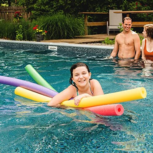 Big Joe Swim Noodle 18 Pack Pool Noodles, Red, Blue, Green, Purple, Yellow Foam, 4.5 feet, 55"L x 3.25"W x 3.25"H each