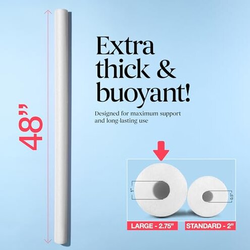 Play22 Pool Noodles Foam 6 Pack - Soft Large White Foam Noodle Tube, Bulk Swim Noodles, Multi-Purpose, Floating Training Device, Exercise Aid, Craft Projects