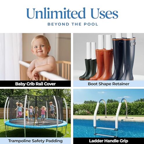 Play22 Pool Noodles Foam 6 Pack - Soft Large White Foam Noodle Tube, Bulk Swim Noodles, Multi-Purpose, Floating Training Device, Exercise Aid, Craft Projects