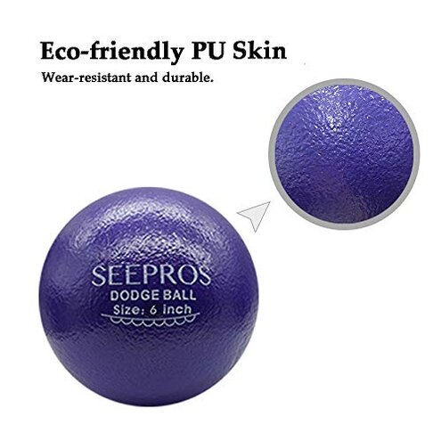 SEEPROS Foam Dodgeball Set - Soft Skin, Low Bounce, Set of 6 with Mesh Storage Bag for Kids and Adults(6 inch)