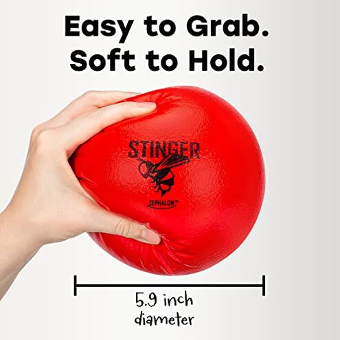 GSM Brands Dodgeballs - Foam, Soft Skin, Low Bounce, 5.9" - Set of 6 Dodge Balls for Kids and Adults