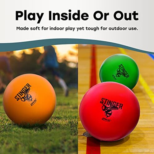 GSM Brands Dodgeballs - Foam, Soft Skin, Low Bounce, 5.9" - Set of 6 Dodge Balls for Kids and Adults