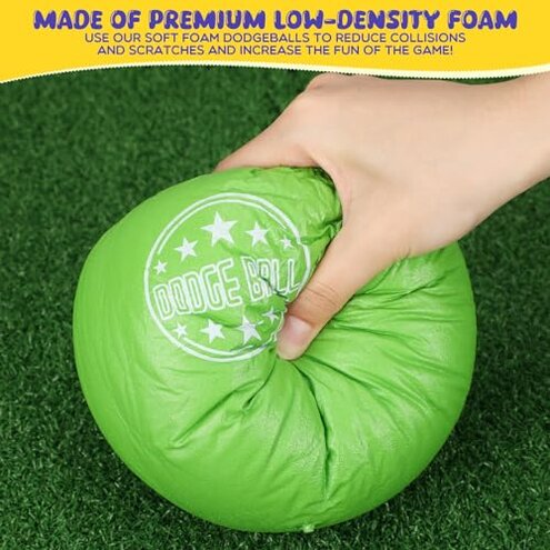 Jerify 18 Pack Foam Dodgeball Set, 6 Inch Soft Skin, Non Sting, Low Bounce, Suitable for Kids & Adults