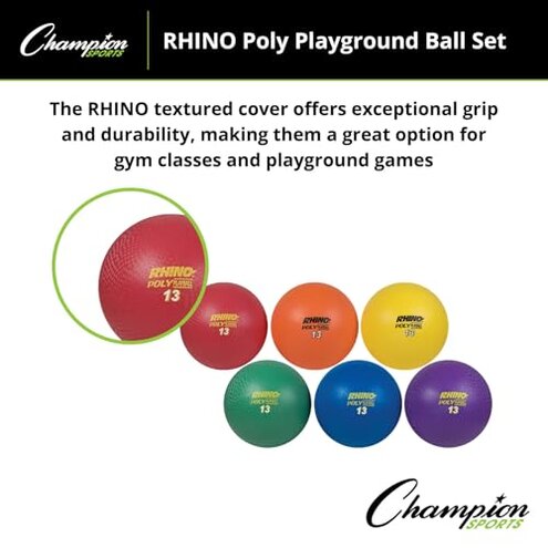 Champion Sports Rhino Poly Playground Ball Set (Multi, 13-Inch Diameter)