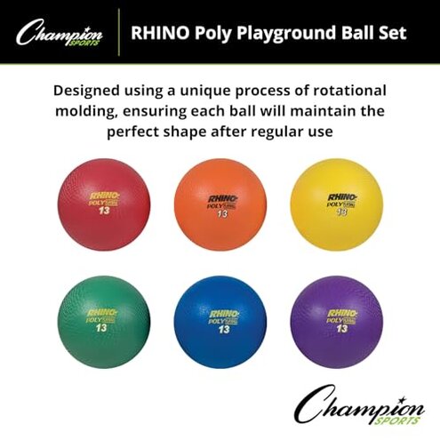 Champion Sports Rhino Poly Playground Ball Set (Multi, 13-Inch Diameter)