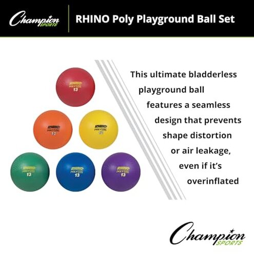 Champion Sports Rhino Poly Playground Ball Set (Multi, 13-Inch Diameter)