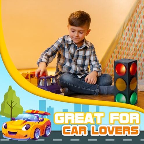 Playbees Traffic Light Lamp with Base 12.25 inches USB Traffic Light with Vibrant Color Blinking Modes Decoration for Classrooms Bedrooms Stop Sign Room Decor