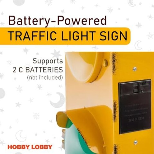 Light Up Traffic Light Lamp Decor for Wall Mount - Battery-Powered Kids Stop Light Lamp with Blinking Red, Yellow & Green Lights - Hanging 23.5" Traffic Signs Wall Decor for Bedroom, Classroom, Garage