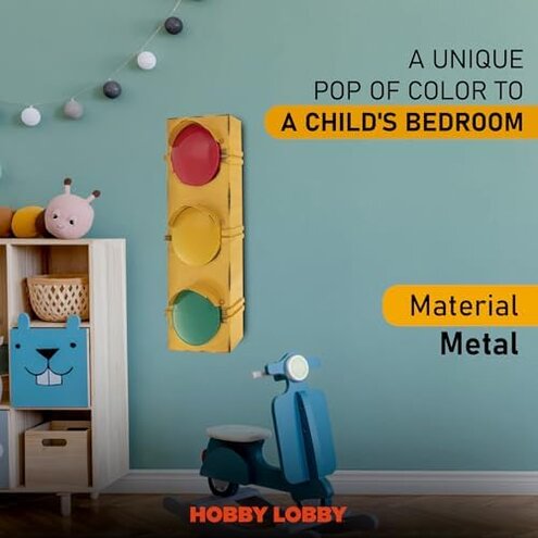 Light Up Traffic Light Lamp Decor for Wall Mount - Battery-Powered Kids Stop Light Lamp with Blinking Red, Yellow & Green Lights - Hanging 23.5" Traffic Signs Wall Decor for Bedroom, Classroom, Garage