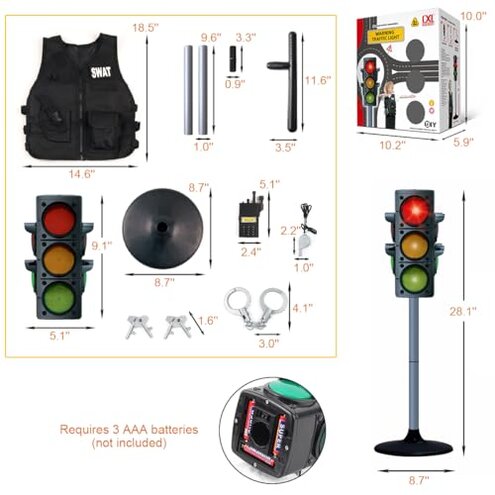 Hitish Simulation Traffic Light and Crosswalk Light Signal Set for Kids - Role Play Pretend Play Toys with Clothes, Educational Toys Birthday Gift for Boys and Girls