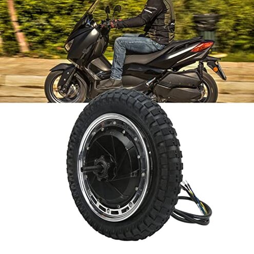 Torvex Wheel Hub Motor, Compatible with Motorcycle Off Road Vehicle 12in Gear Conversion Motor 48V‑96V 800W‑6500W Disc Brake Inner Outer Tire Assembly