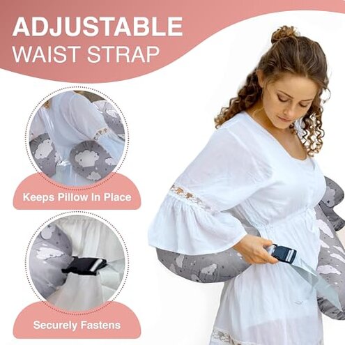Nursing Pillow &ndash; Breastfeeding Pillows with Security Fence for Enhanced Support & Comfort &ndash; Removable Cotton Cover, Adjustable Waist Strap, Newborn Essentials Must Haves Baby Registry Search