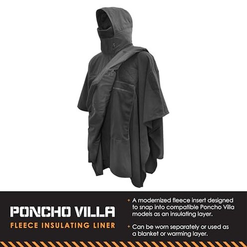 HAZARD 4 Fleece Liner for Poncho Villa™ Soft-Shell Poncho Insulation - Warm Hooded Coat for Cold Weather, Camping & Outdoors - Windproof Cloak for Men & Women Tactical Gear & Essentials