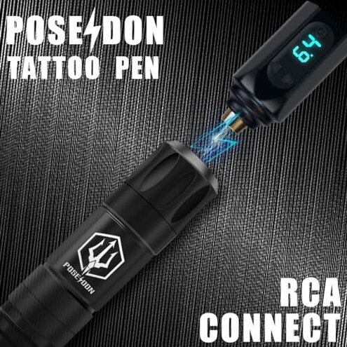 POSEIDON Tattoo Gun Kit - Wireless Tattoo Pen Kit Tattoo Kit with 2Pcs Tattoo Battery and 20 Pcs Tattoo Cartridge Needles, Complete Tattoo Machine kit Tattoo Supplies for Beginners